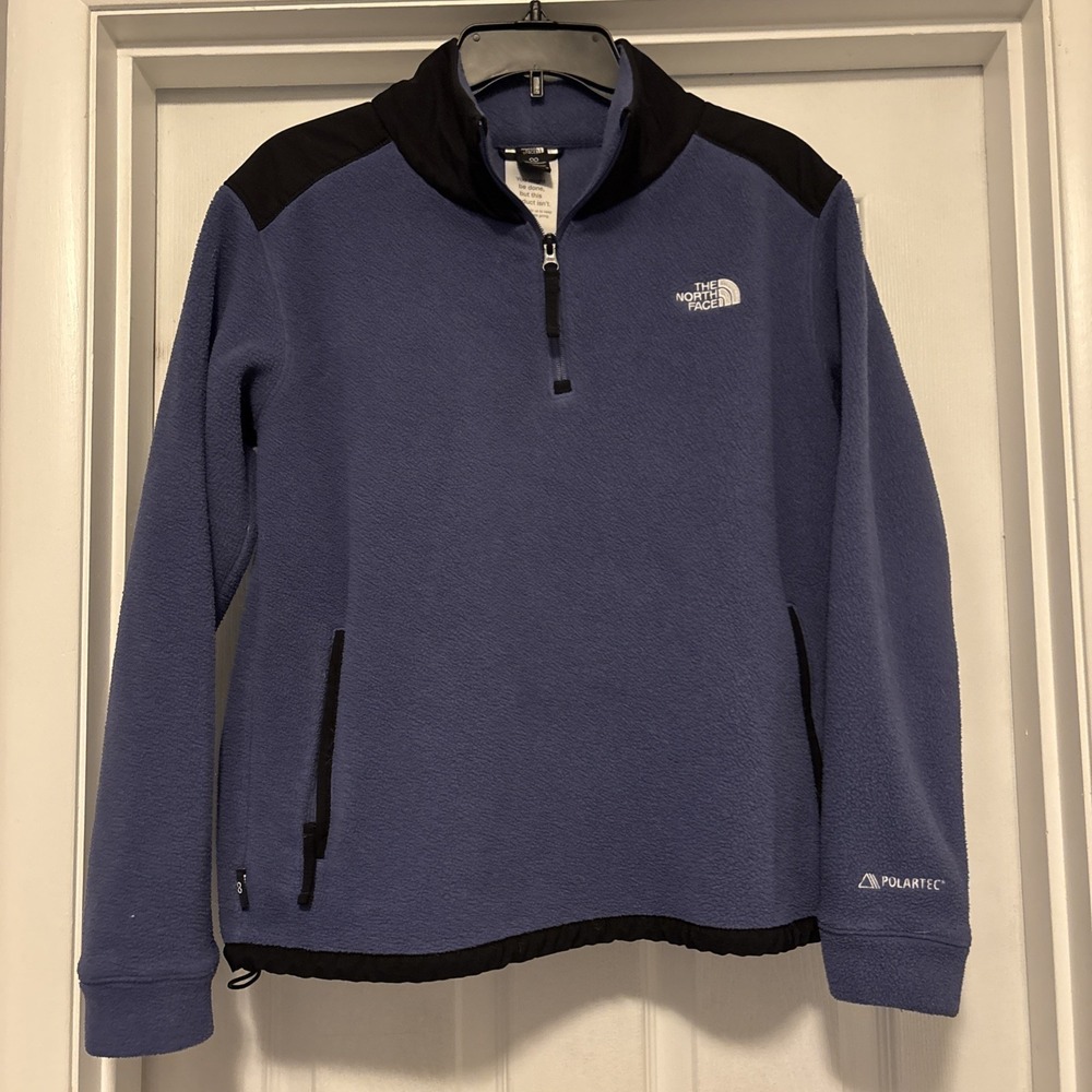 North Face Alpine Polartec 200 1/4 Zip Fleece Pullover Folk Blue‎ Black Panels M